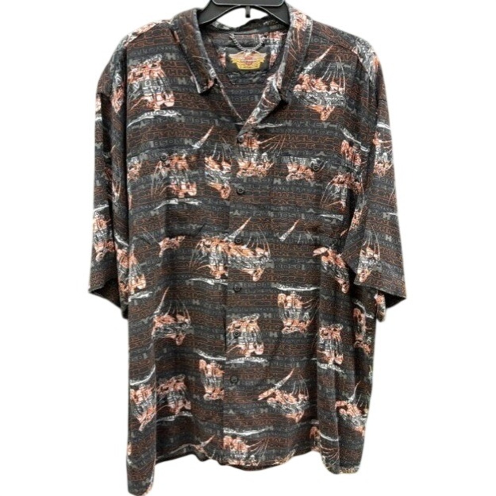 Harley-Davidson Mens Button Down Shirt All Over Print Motorcycle Biker